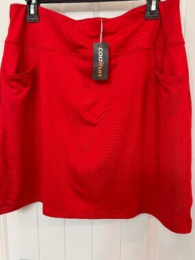 Coorun XL Red Athletic Skort NWT Tennis Golf Running Skirt with Pockets
